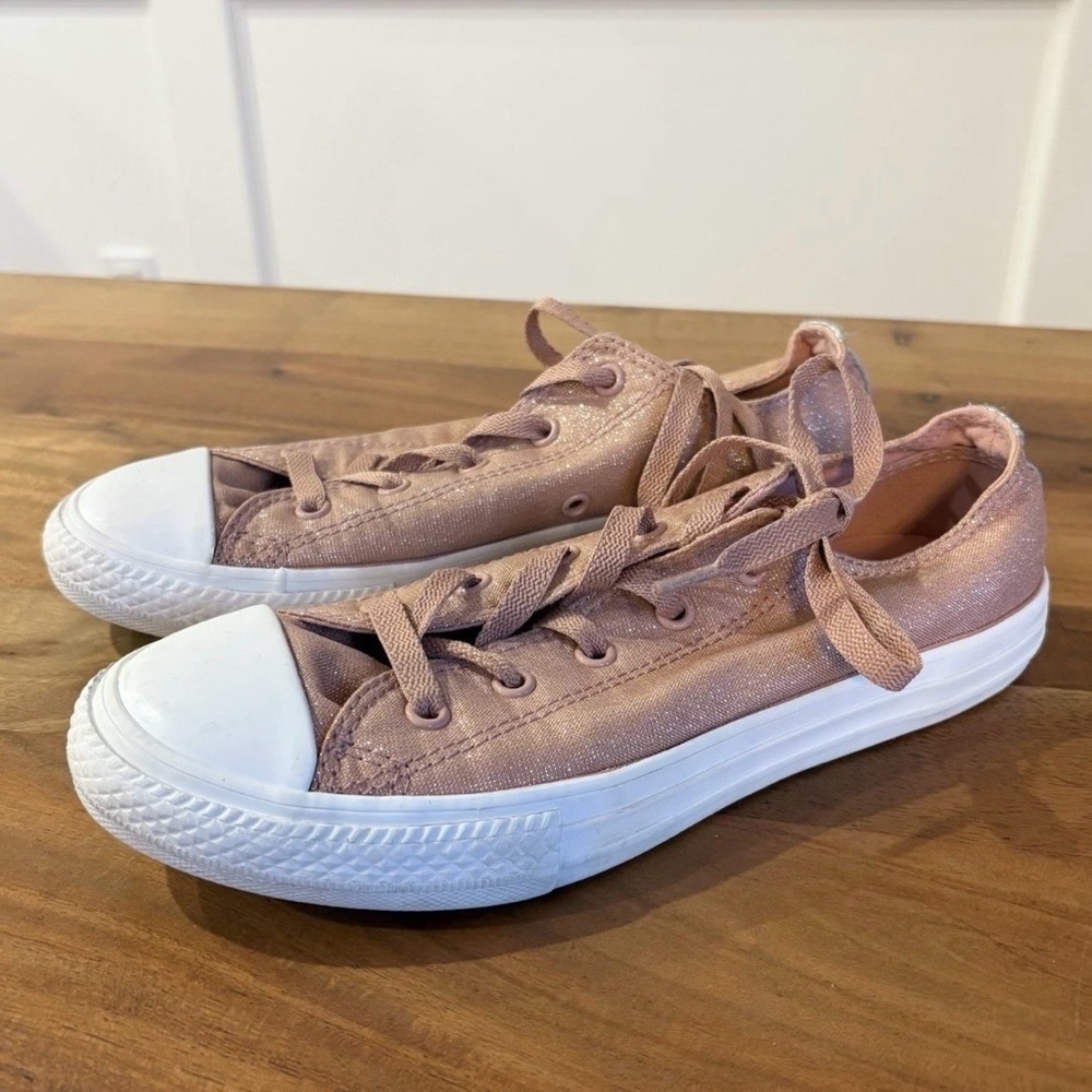 Converse Youth All Star Metallic Pink Sparkle Low Rise Sneaker Shoes Sz 4 Skater